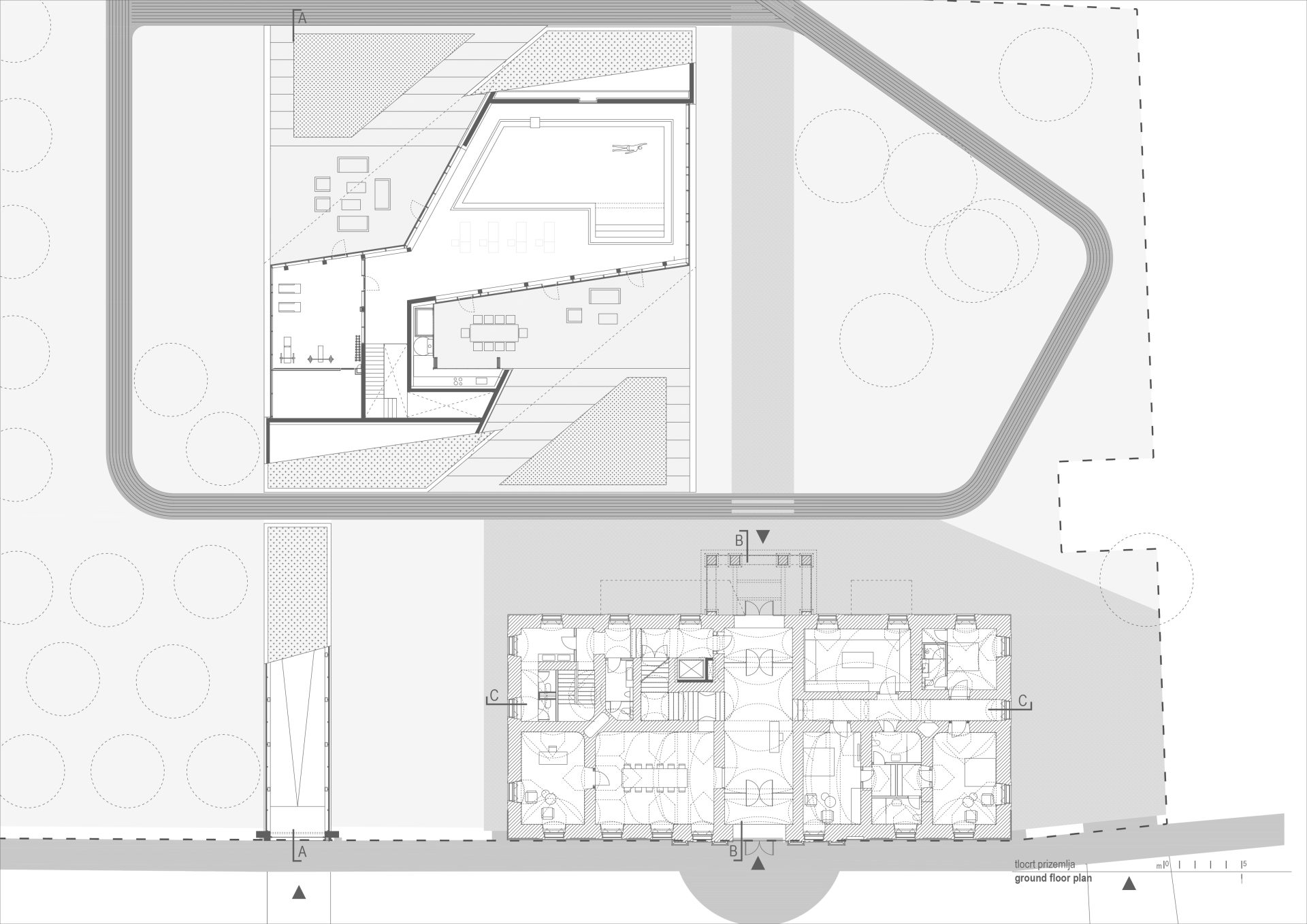 Kurija Mihalović, tlocrt prizemlja